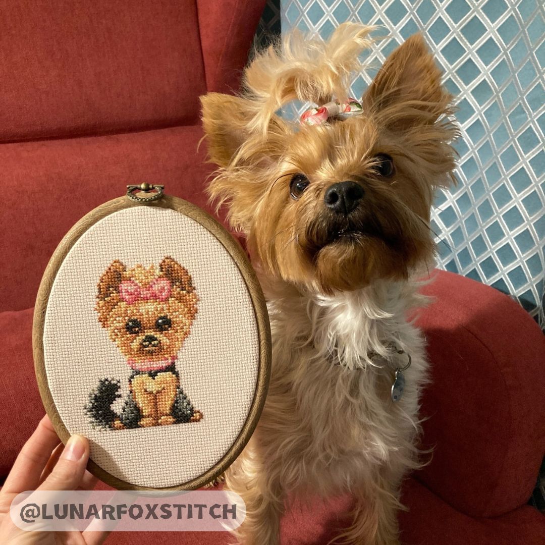 Yorkie dog cross stitch pattern