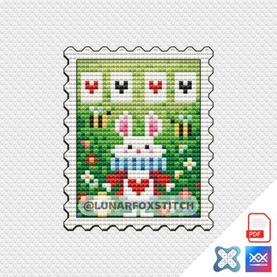 White rabbit Alice in Wonderland postage stamp cross stitch pattern