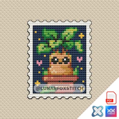 Mandrake postage stamp cross stitch pattern
