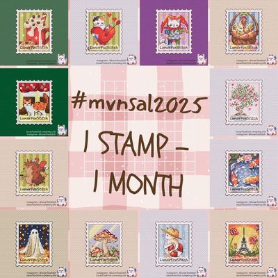 #mvnsal2025 - 12 postage stamp cross stitch patterns SET