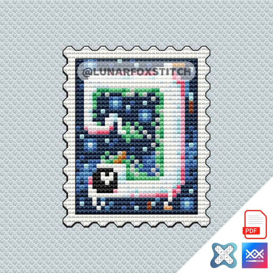 Magic dragon postage stamp cross stitch pattern