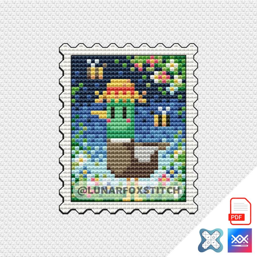 Duck postage stamp cross stitch pattern