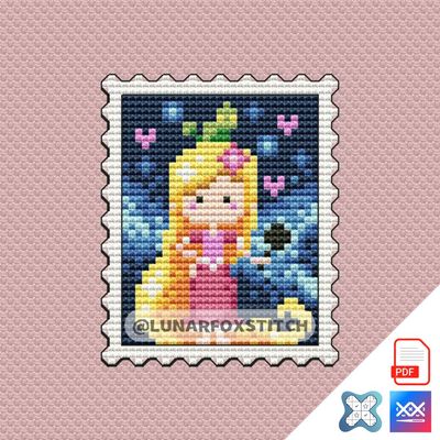 Princess postage stamp cross stitch pattern