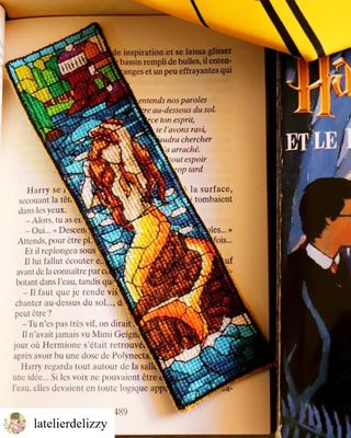 Mermaid stained glass window bookmark cross stitch pattern cross stitch pattern