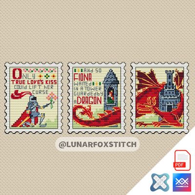 Once Upon a Time postage stamp cross stitch pattern