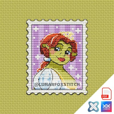 Ogre princess postage stamp cross stitch pattern
