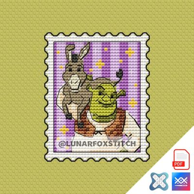 Green Ogre postage stamp cross stitch pattern
