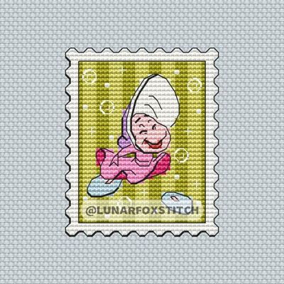 Small baby oyster postage stamp cross stitch pattern