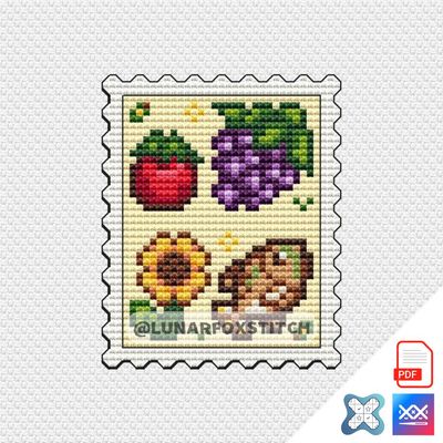 Summer postage stamp cross stitch pattern
