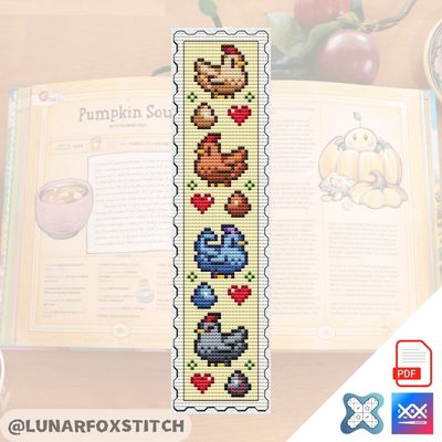 Chicken bookmark postage stamp cross stitch pattern