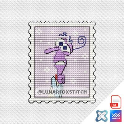Fear chibi boy postage stamp cross stitch pattern