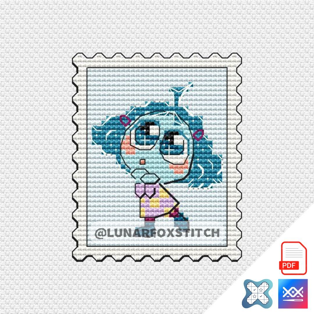 Envy chibi girl postage stamp cross stitch pattern