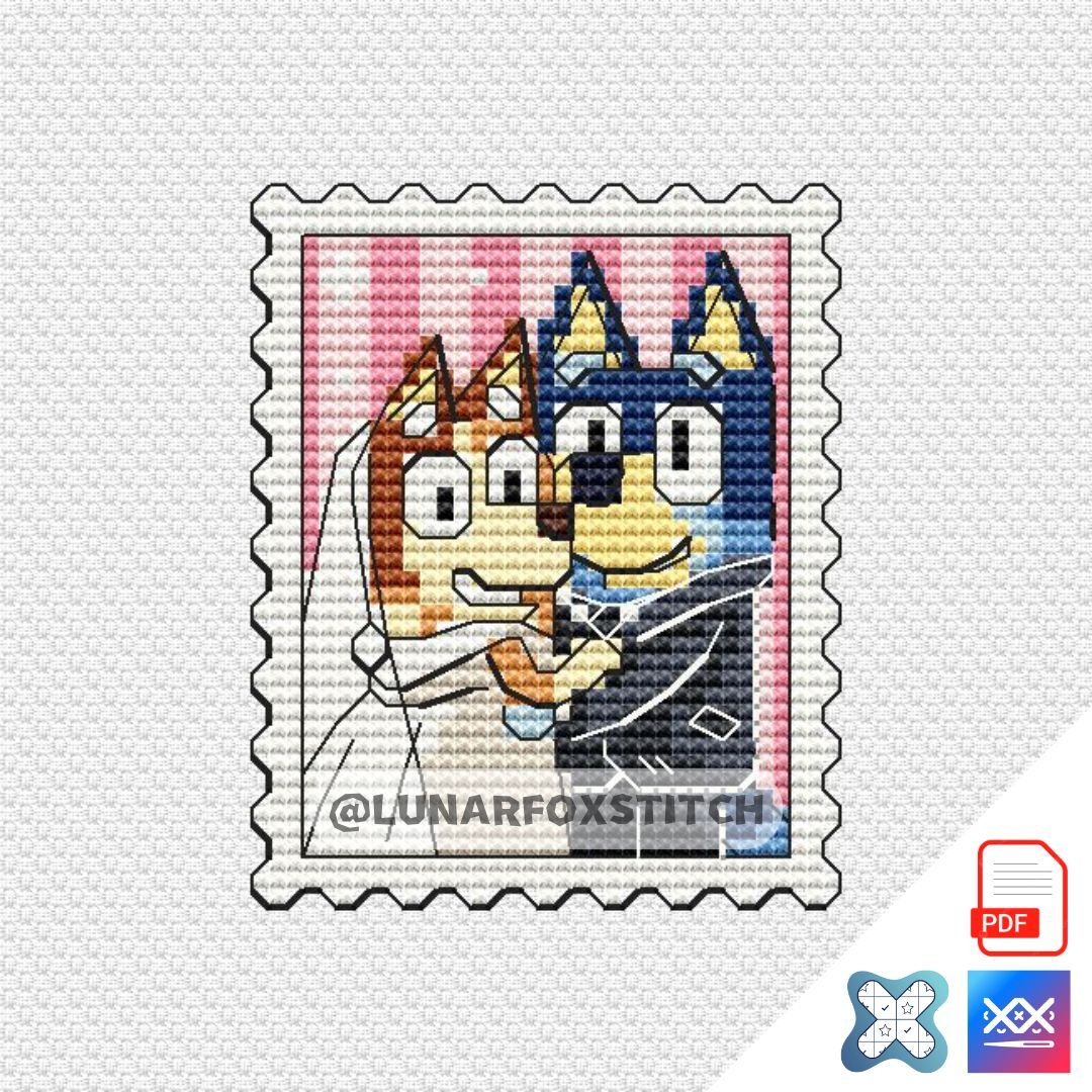 Mum and dad postage stamp cross stitch pattern