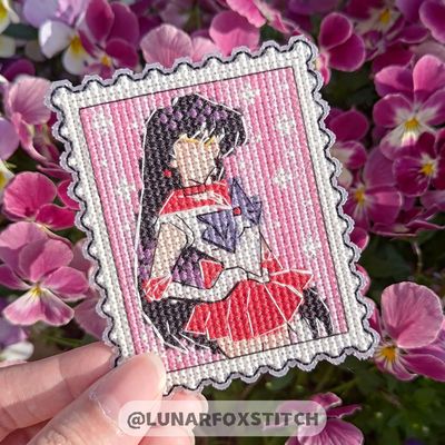 Sailor anime girl Mars postage stamp cross stitch pattern