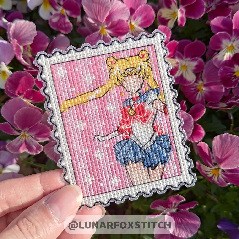 Sailor anime girl postage stamp cross stitch pattern