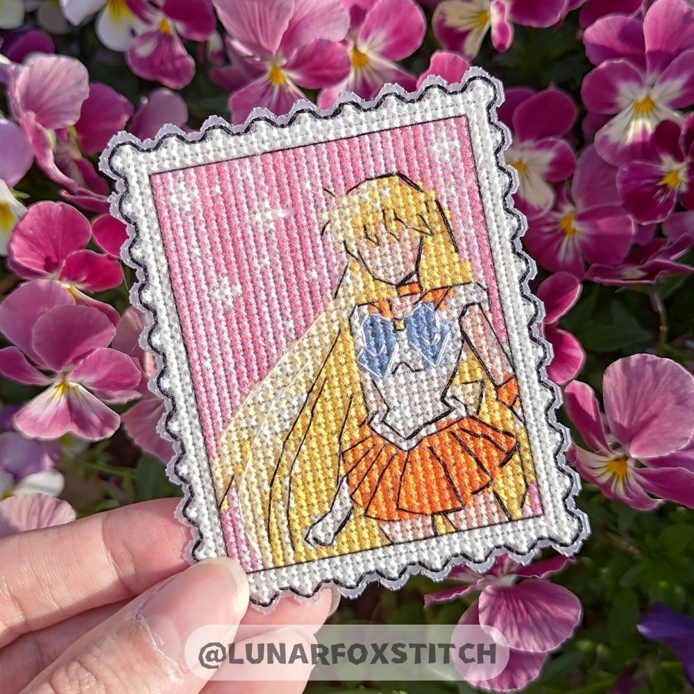 Sailor anime girl Venus postage stamp cross stitch pattern