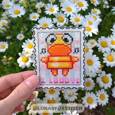 I looove r.e.p.o. postage stamp cross stitch pattern