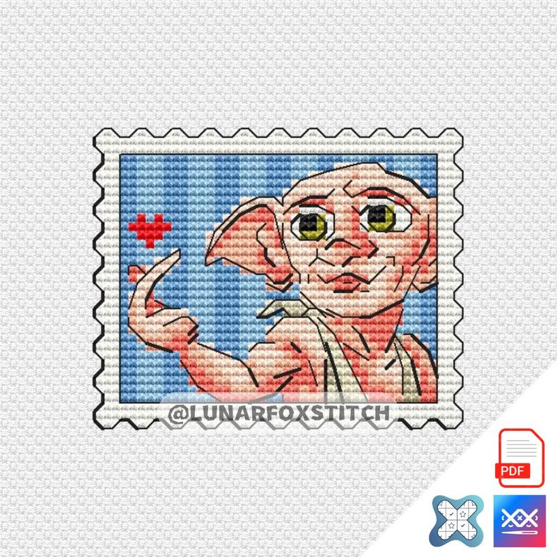 A house-elf postage stamp cross stitch pattern