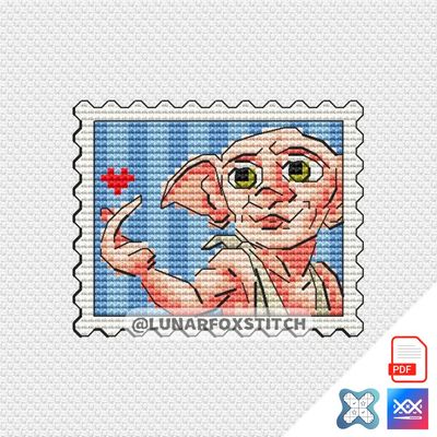 A house-elf postage stamp cross stitch pattern