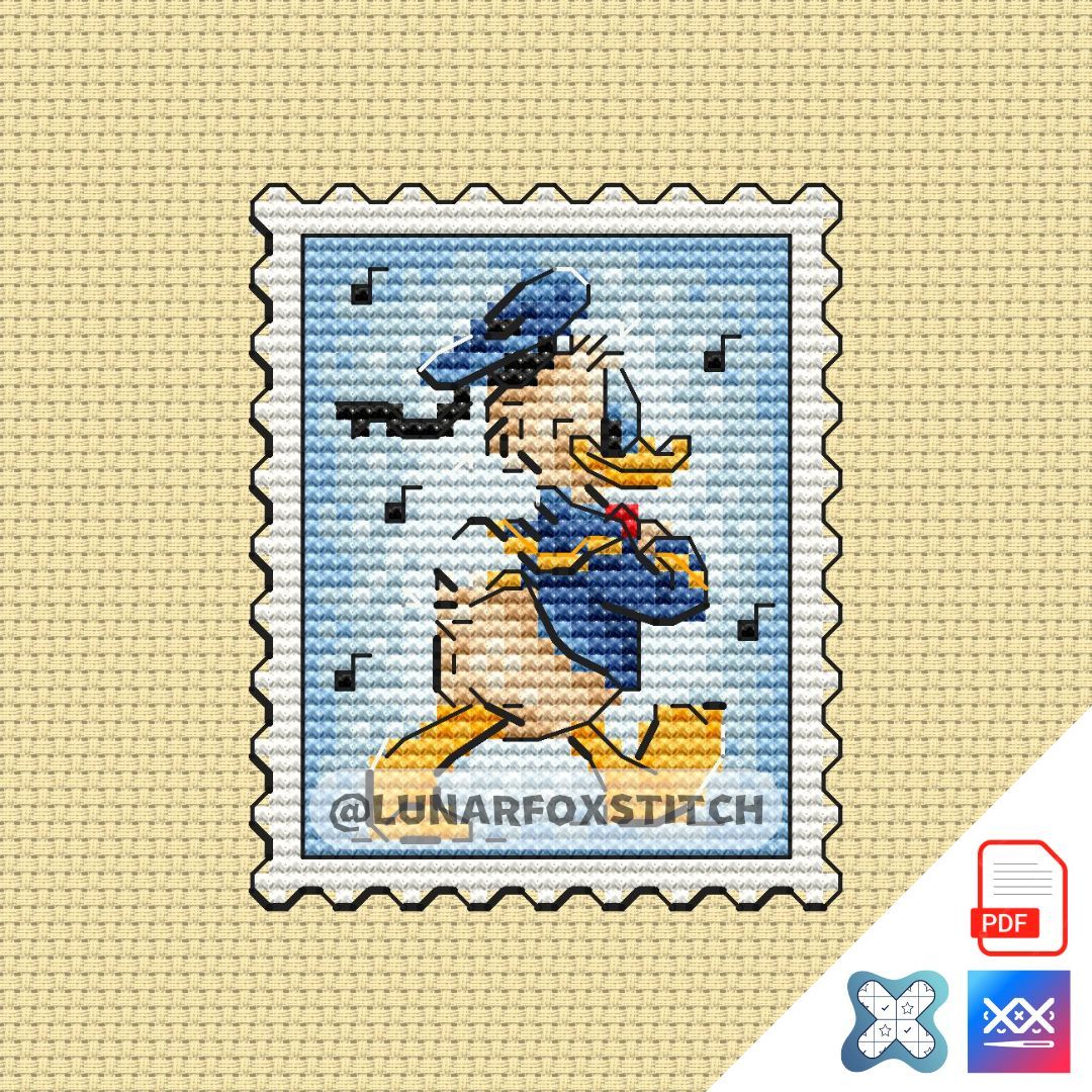 Duck postage stamp cross stitch pattern