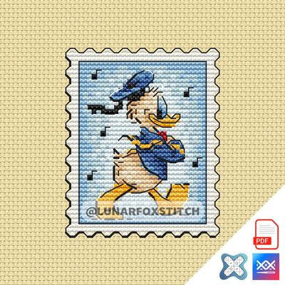 Duck postage stamp cross stitch pattern