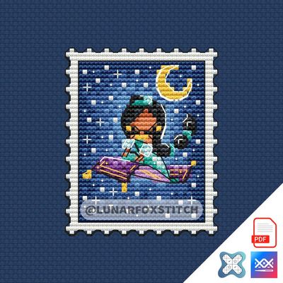 Arabian princess postage stamp cross stitch pattern