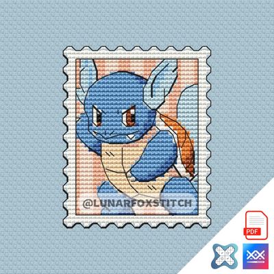 Water teen turtle postage stamp cross stitch pattern
