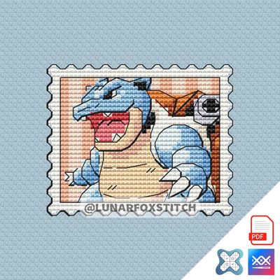Water turtle postage stamp cross stitch pattern