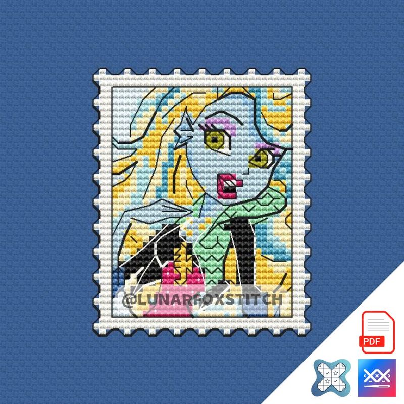 Nymph girl postage stamp cross stitch pattern