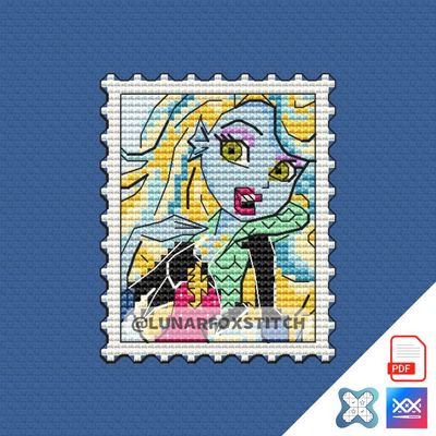 Nymph girl postage stamp cross stitch pattern