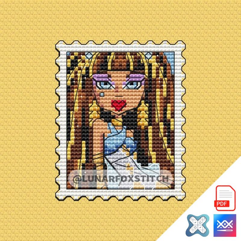 Cleopatra girl postage stamp cross stitch pattern