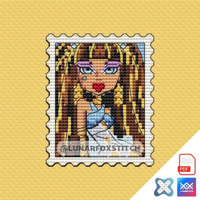 Cleopatra girl postage stamp cross stitch pattern