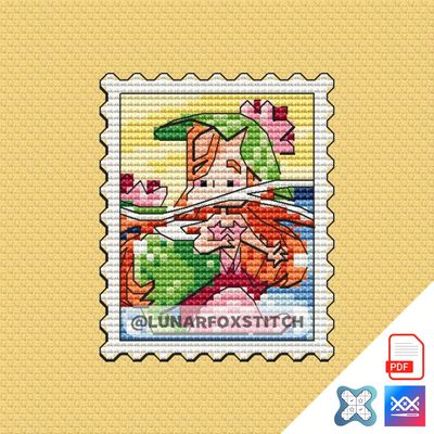 Water lily mermaid postage stamp cross stitch pattern