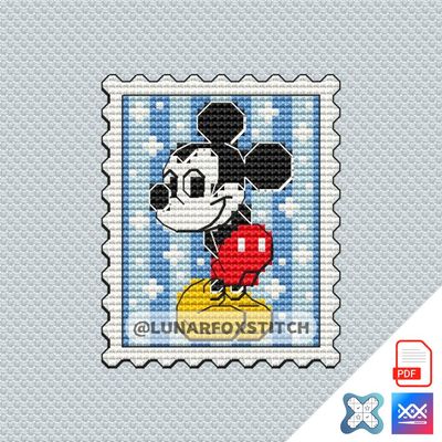 Mouse boy postage stamp cross stitch pattern