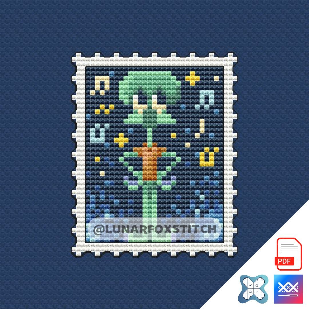 Octopus postage stamp cross stitch pattern