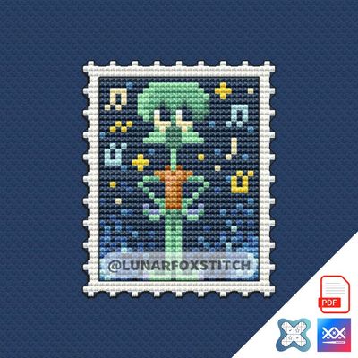 Octopus postage stamp cross stitch pattern