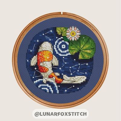 Summer Koi pond cross stitch pattern