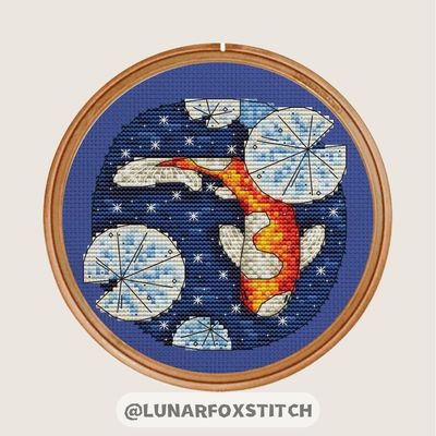 Winter pond koi cross stitch pattern