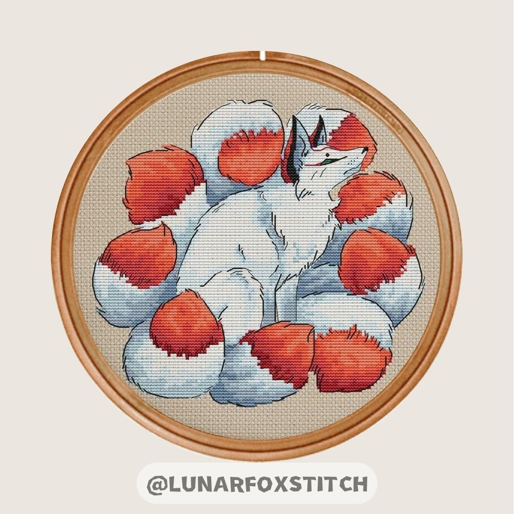 Kitsune fox cross stitch pattern