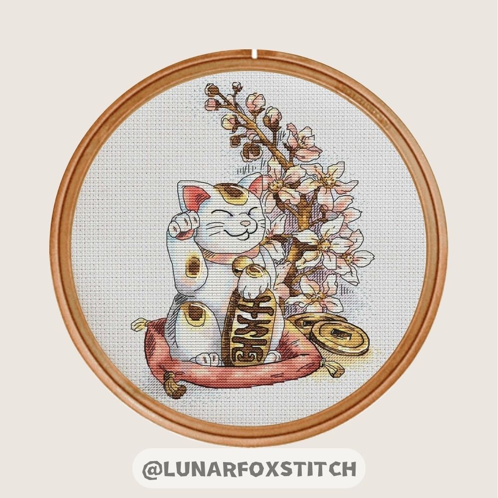 Maneki Neko cross stitch pattern