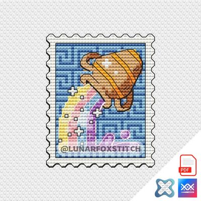 Rainbow jug postage stamp cross stitch pattern