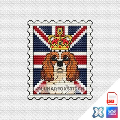 Cavalier King Charles Spaniel dog postage stamp cross stitch pattern