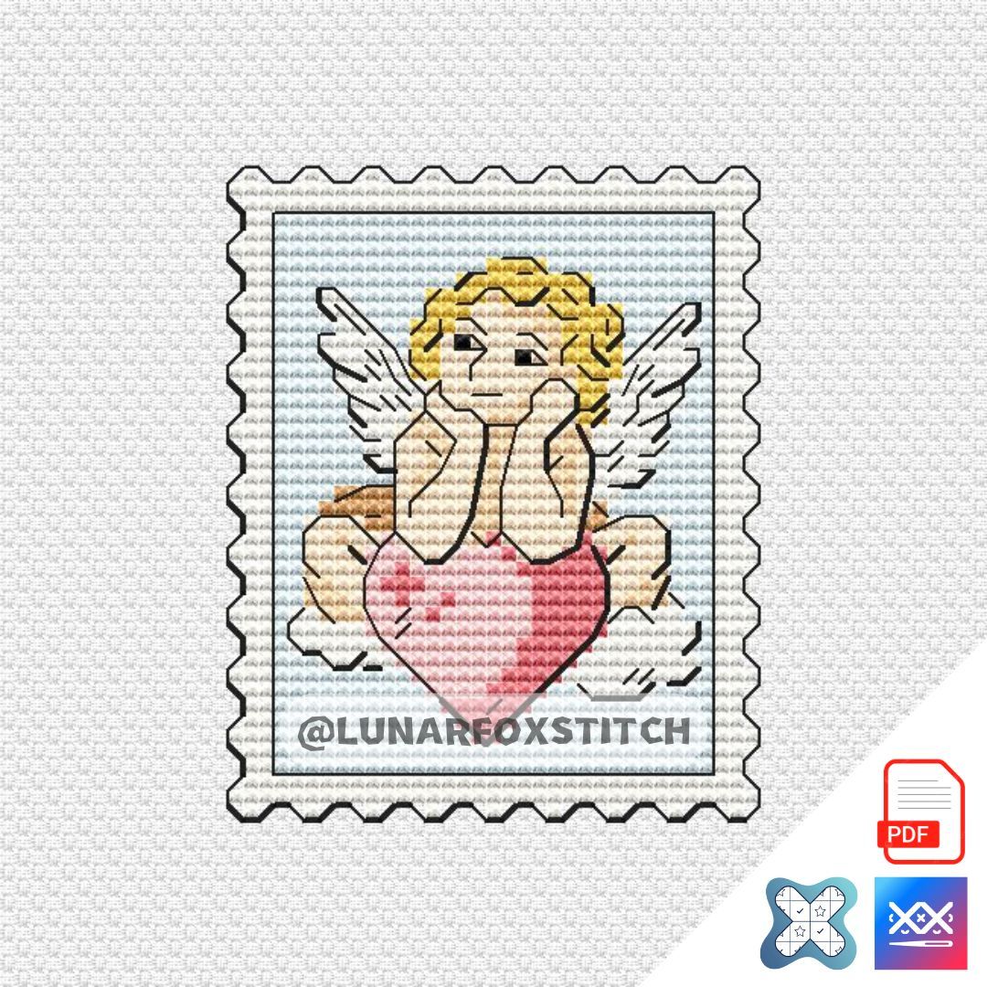Angel postage stamp cross stitch pattern