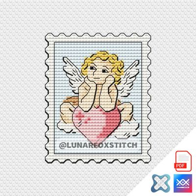 Angel postage stamp cross stitch pattern