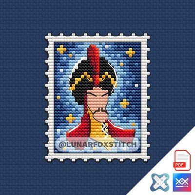 Vizier villain postage stamp cross stitch pattern