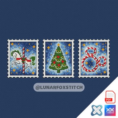 Christmas set 3 - postage stamp cross stitch pattern