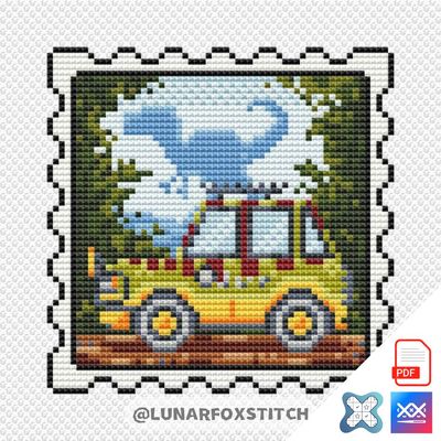 The World of Dinosaurs postage stamp cross stitch pattern