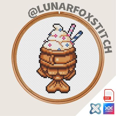 Taiyaki Ice Cream cross stitch pattern