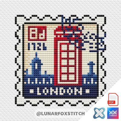 London postage stamp cross stitch pattern