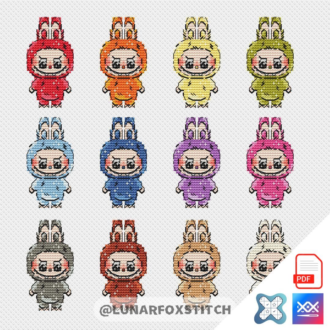 Furry monster cross stitch pattern